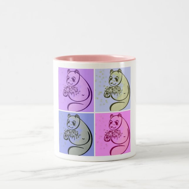 Caneca De Café Em Dois Tons Panda Bears Pop Art (Centro)
