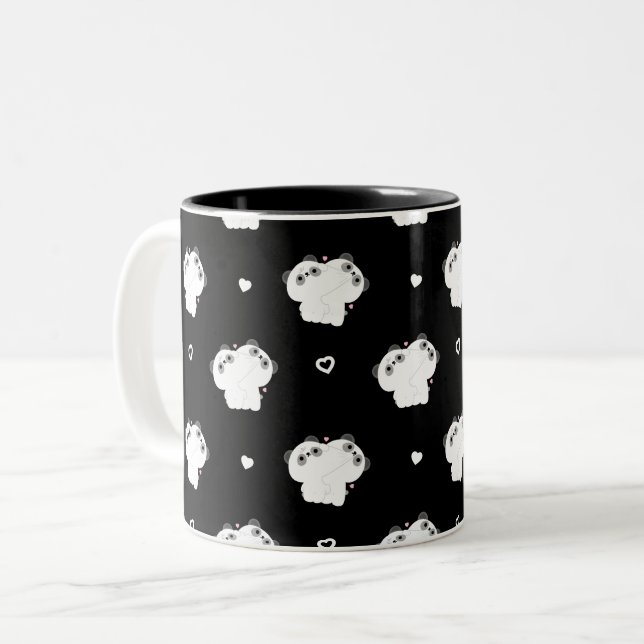 Caneca De Café Em Dois Tons Panda Casal Mug (Frente Esquerda)