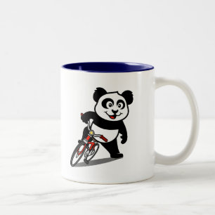 Caneca De Café Em Dois Tons Panda de Bicicleta Bonita