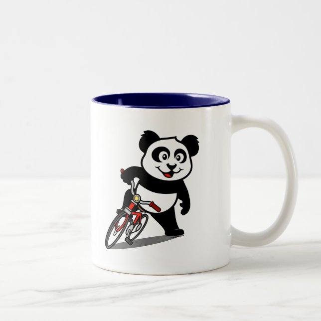 Caneca De Café Em Dois Tons Panda de Bicicleta Bonita (Direita)