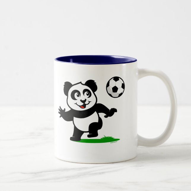 Caneca De Café Em Dois Tons Panda de Futebol Bonito (Direita)