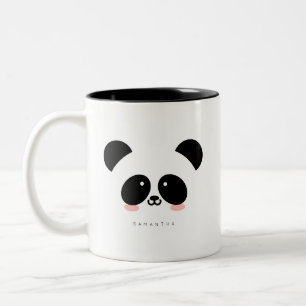 Caneca De Café Em Dois Tons Panda Kawaii Adicione Seu Nome