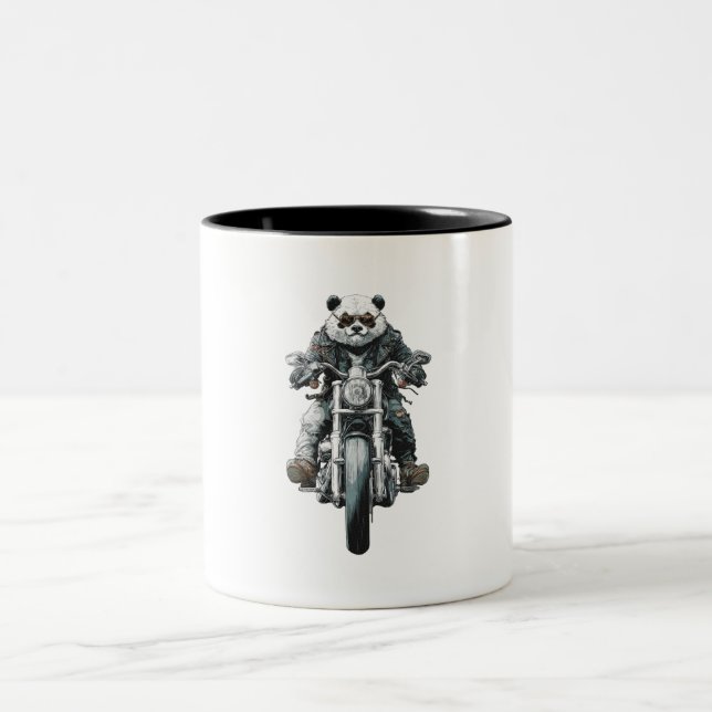 Caneca De Café Em Dois Tons Panda Motociclista (Centro)