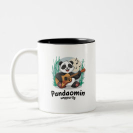 Caneca De Café Em Dois Tons Panda Tocando Violão - Diversão Musical Panda