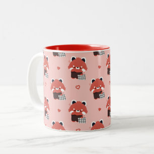 Caneca De Café Em Dois Tons Panda Vermelha Bonita com Sono