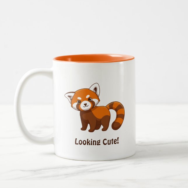 Caneca De Café Em Dois Tons Panda Vermelho Fofo (Esquerda)