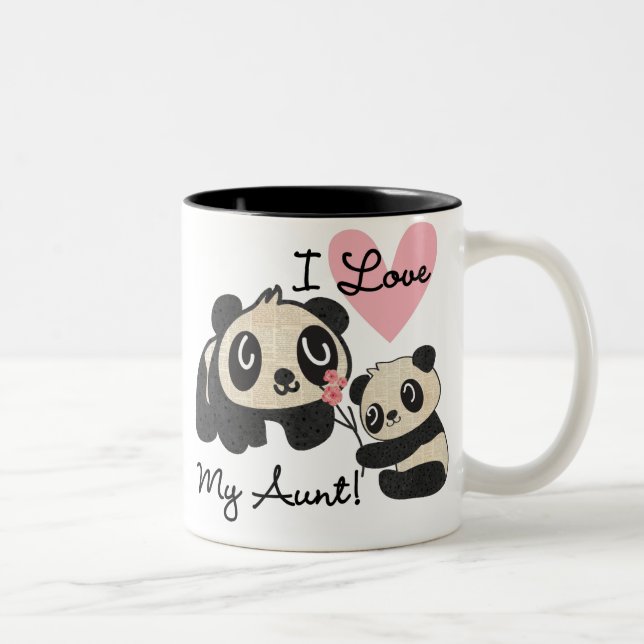 Caneca De Café Em Dois Tons Pandas eu amo minha tia (Direita)