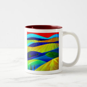 Caneca De Café Em Dois Tons Panorama Colinas Rainbow Fantasy