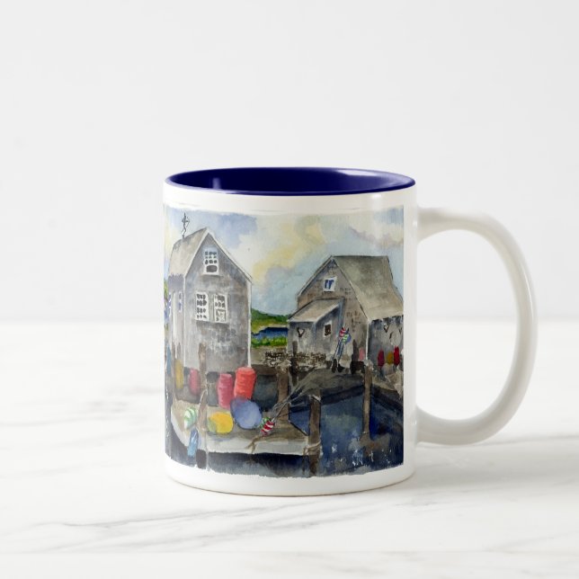 Caneca De Café Em Dois Tons panorama do menemsha (Direita)