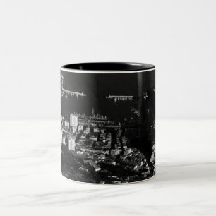 Caneca De Café Em Dois Tons Panorama do porto do Principado de Mônaco Vintage 