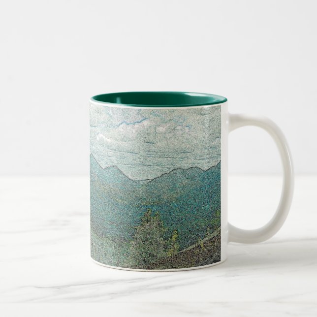 Caneca De Café Em Dois Tons Panorama dos picos de montanha de Adirondack (Direita)
