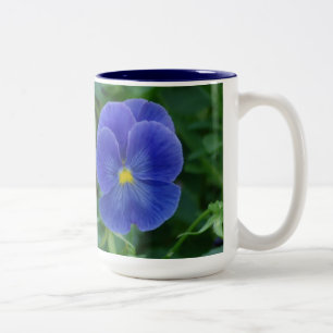 Caneca De Café Em Dois Tons Pansies azuis