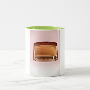 Caneca De Café Em Dois Tons Pântano de rádio antigo retro da safra