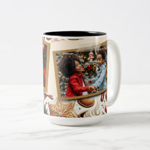 Caneca De Café Em Dois Tons Pão de Gengibre Natal Themed Flat Holiday