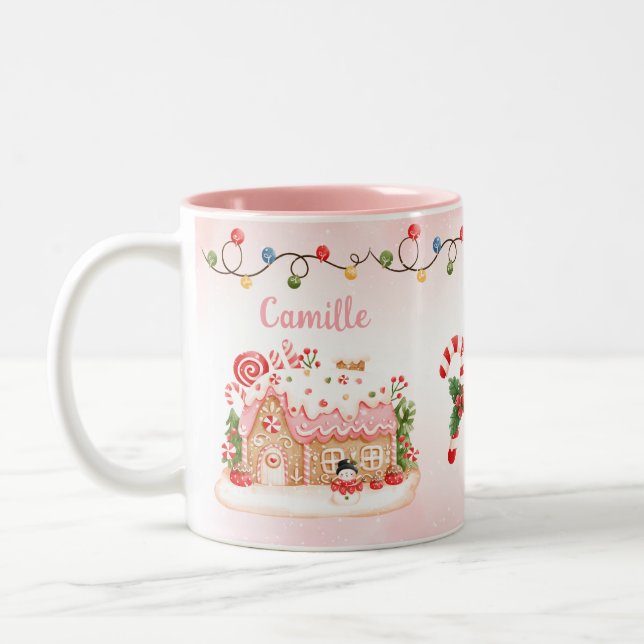 Caneca De Café Em Dois Tons Pão de Gingerpão Personalizado no Natal (Esquerda)