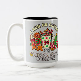 Caneca De Café Em Dois Tons Pão de Natal Correndo no café e no pão de gengibre