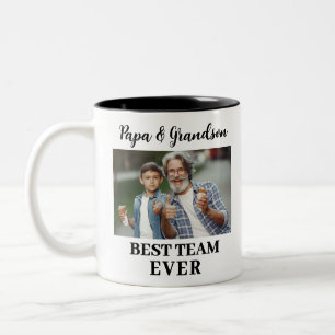 Caneca De Café Em Dois Tons Papá e neto - Melhor Equipe de Sempre Foto Persona
