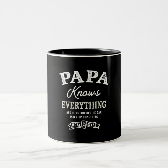 Caneca De Café Em Dois Tons Papa Knows Everything - Funny Fathers Day (Centro)