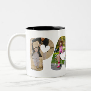 Caneca De Café Em Dois Tons PAPA Photo Collage Mug - Presente perfeito para o