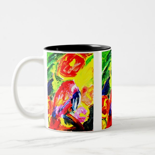 Caneca De Café Em Dois Tons Papagaio alegria de verão (Esquerda)