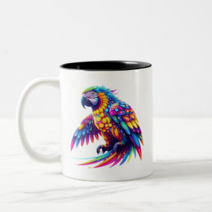 Caneca De Café Em Dois Tons Papagaio brilhante colorido