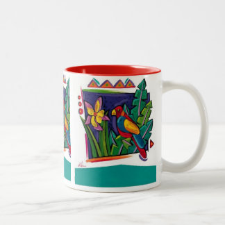 Caneca De Café Em Dois Tons Papagaio Caneca-Tropical