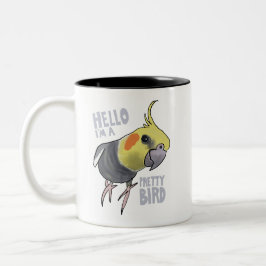 Caneca De Café Em Dois Tons Papagaio Cinza Falante Engraçado Olá Passarinho Bo