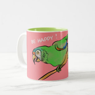 Caneca De Café Em Dois Tons Papagaio feliz