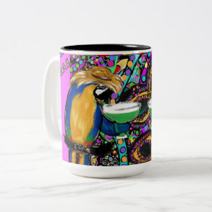 Caneca De Café Em Dois Tons Papagaios de Mardi Gras