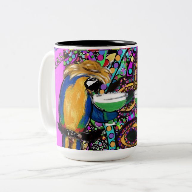 Caneca De Café Em Dois Tons Papagaios de Mardi Gras (Frente Esquerda)