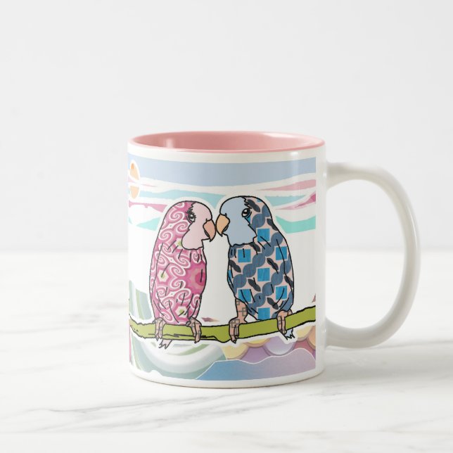 Caneca De Café Em Dois Tons Papagaios no amor (Direita)