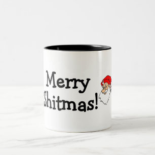 Caneca De Café Em Dois Tons Papai noel alegre de Shitmas