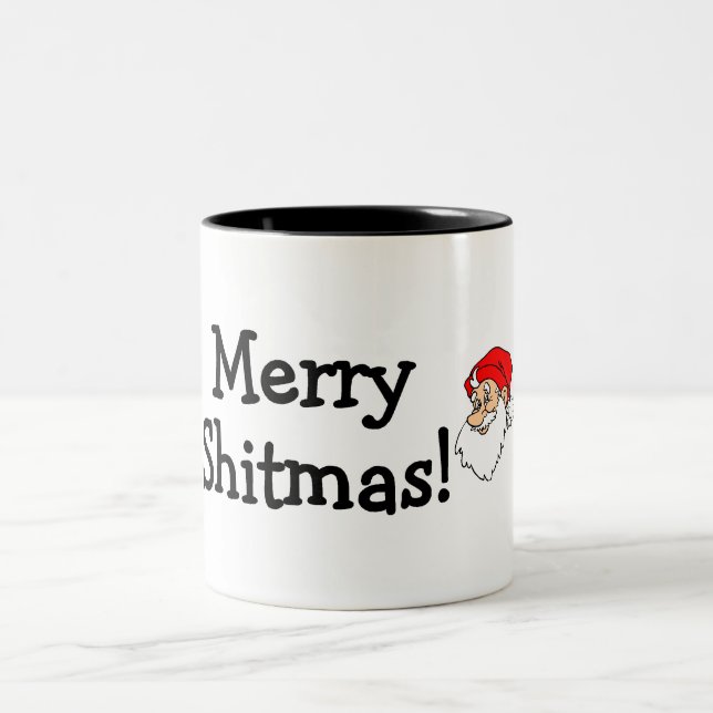 Caneca De Café Em Dois Tons Papai noel alegre de Shitmas (Centro)