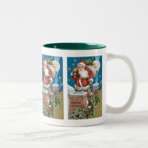 Caneca De Café Em Dois Tons Papai Noel Antigo com Lua