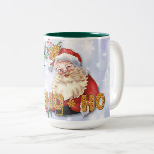 Caneca De Café Em Dois Tons Papai Noel Antigo & Pão de Mel Ho-Ho-Ho