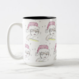 Caneca De Café Em Dois Tons Papai noel auxiliar