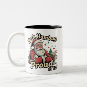 Caneca De Café Em Dois Tons Papai Noel Bah Humbug E Orgulhoso Disso Natal Sarc