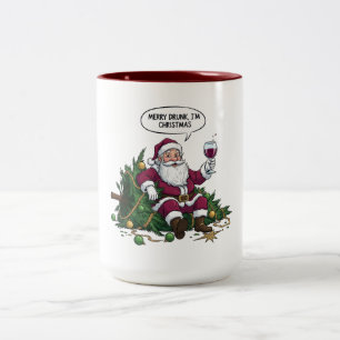 Caneca De Café Em Dois Tons Papai Noel Bêbado Natal