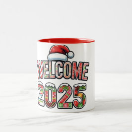 Caneca De Café Em Dois Tons papai noel bem-vindo 2025