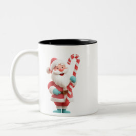 Caneca De Café Em Dois Tons Papai Noel com Bastão de Doces – Café de Natal Fes
