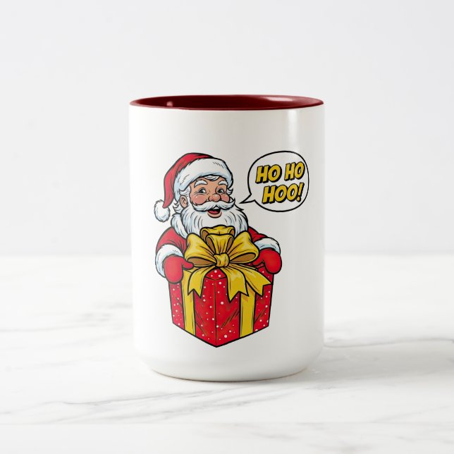 Caneca De Café Em Dois Tons Papai Noel com Caixa de Presente de Natal (Centro)