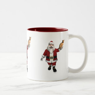 Caneca De Café Em Dois Tons Papai Noel com Tabby Vermelho