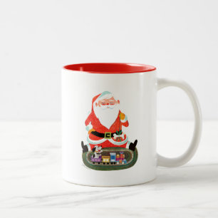 Caneca De Café Em Dois Tons Papai noel com trem