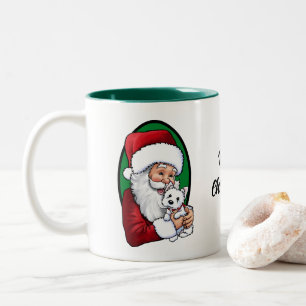 Caneca De Café Em Dois Tons Papai Noel com Westie