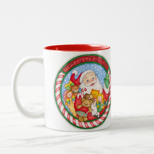 Caneca De Café Em Dois Tons Papai noel do Feliz Natal (Esquerda)