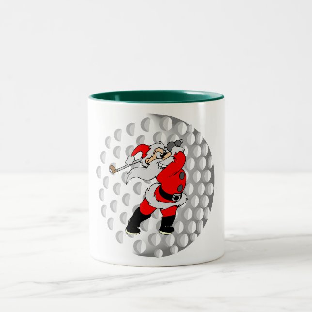 Caneca De Café Em Dois Tons Papai noel do golfe (Centro)