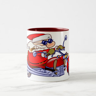 Caneca De Café Em Dois Tons Papai noel do motociclista