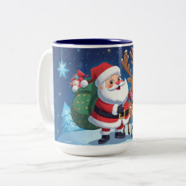 Caneca De Café Em Dois Tons Papai Noel e o Natal dos renques