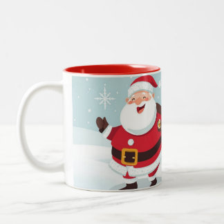 Caneca De Café Em Dois Tons Papai Noel e os renas