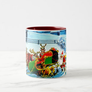 CANECA DE CAFÉ EM DOIS TONS PAPAI NOEL E SUA RENA AJUDADOS PELO AA